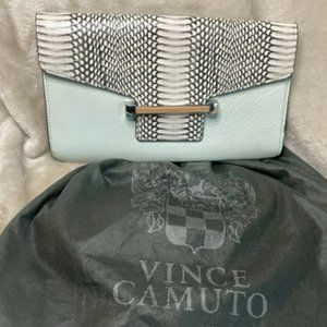 Vince Camuto Light Blue and Snake Print Clutch
